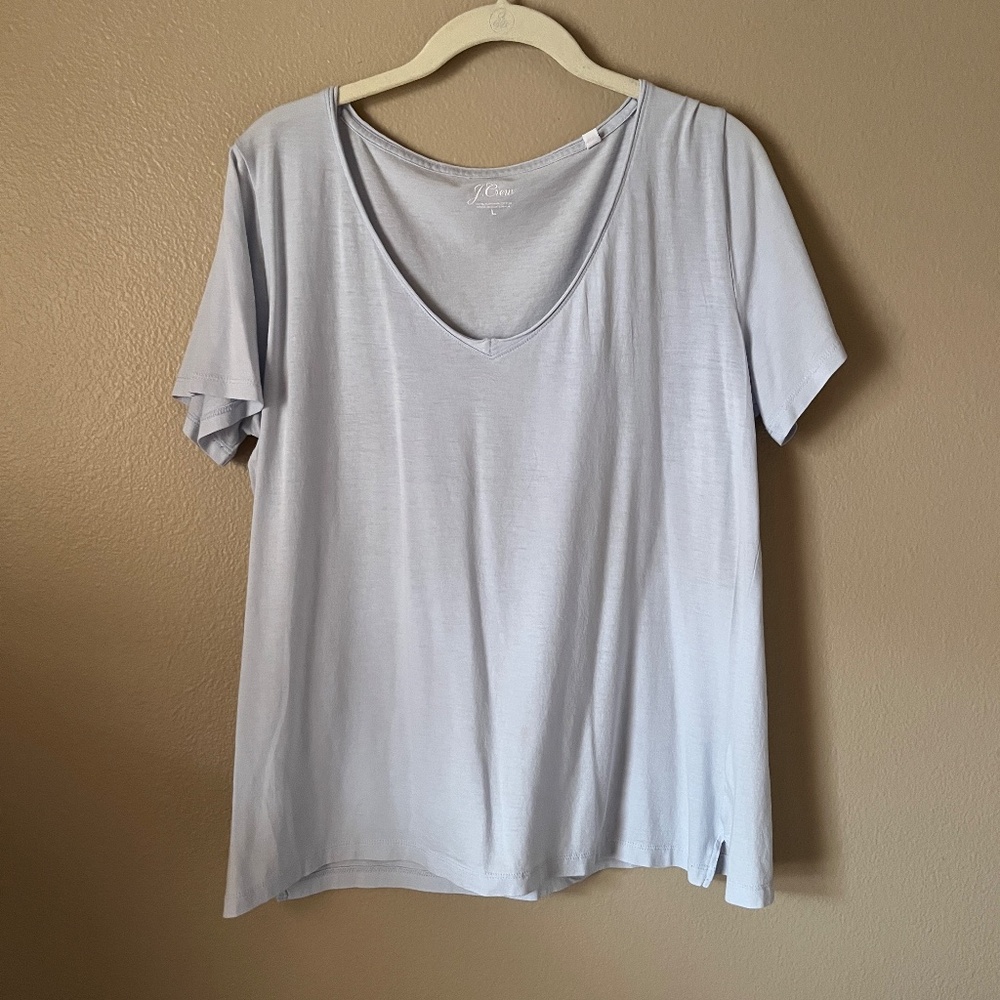 J.Crew Light Blue V Neck Short Sleeve Light Weight Tee Shirt